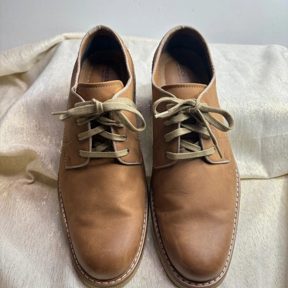 Dockers Mens Tan Leather Oxford Dress Shoes Lace Up Size 12M